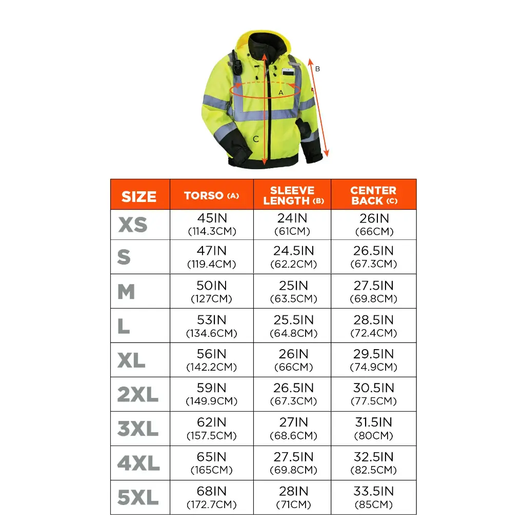 8379-hi-vis-2-in-1-bomber-jacket-lime-size-chart.webp