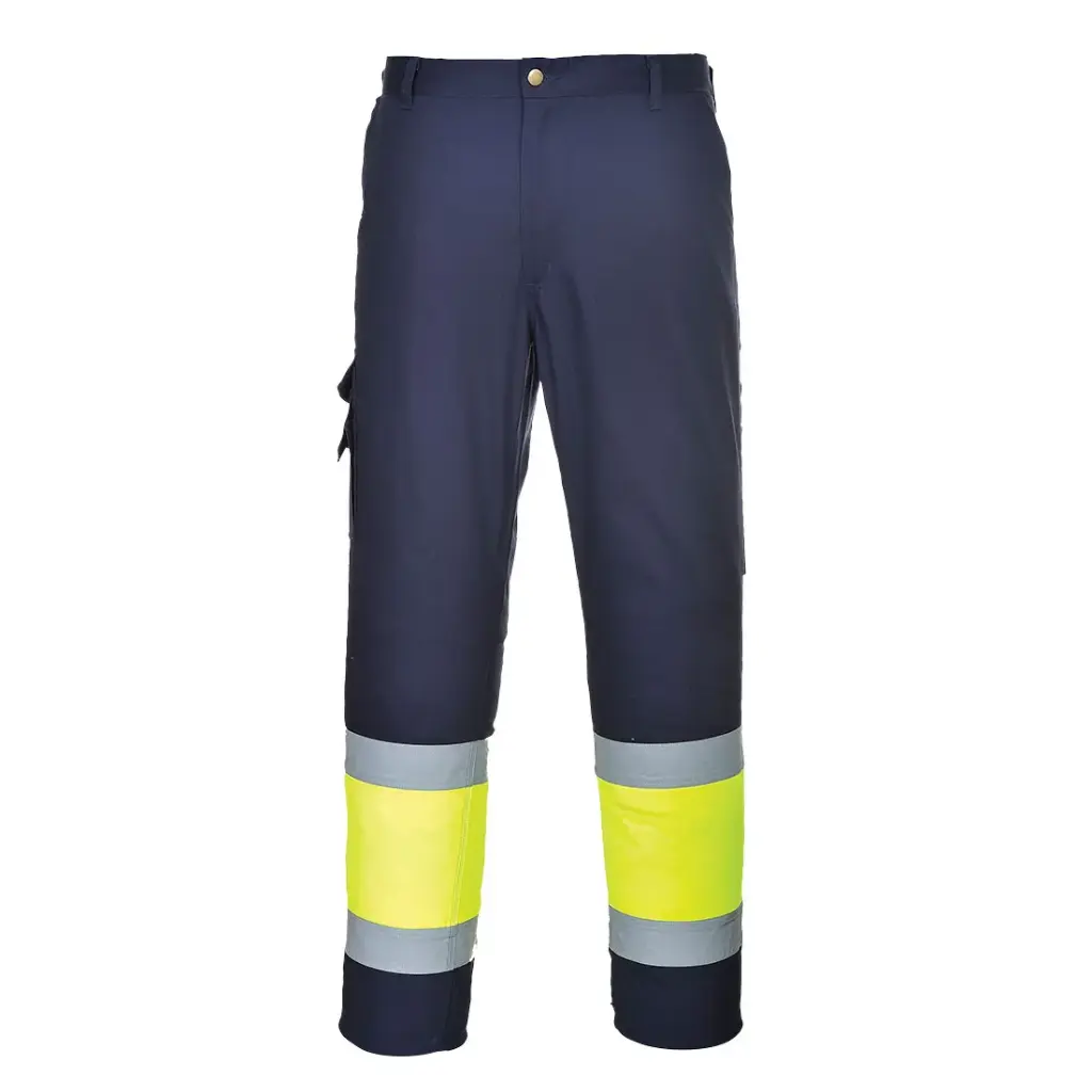 [E049YNRS] Pantalón de trabajo de His-Vis con propiedad impermeable E049 Portwest (S, Azul marino)