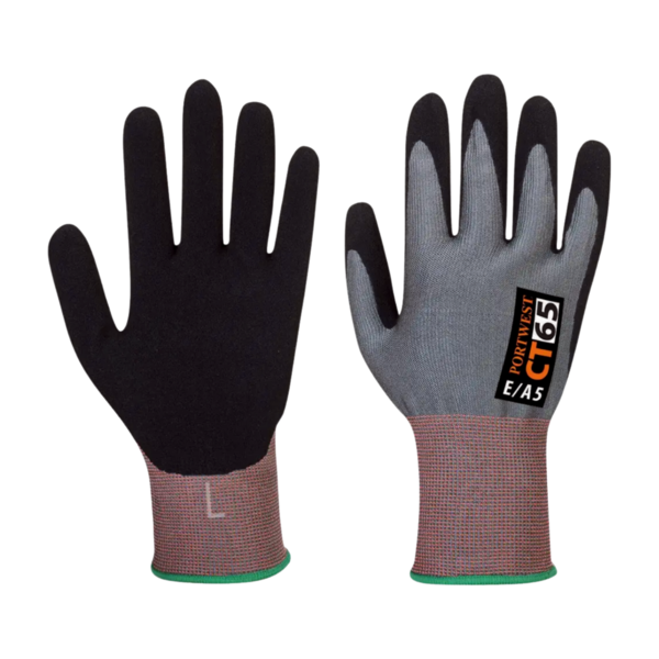 Guantes anti corte A5 de poliéster/nitrilo arenoso CT65 Portwest