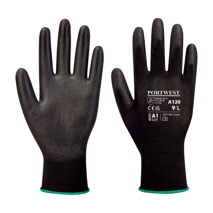 Guantes de seguridad de poliéster/PU