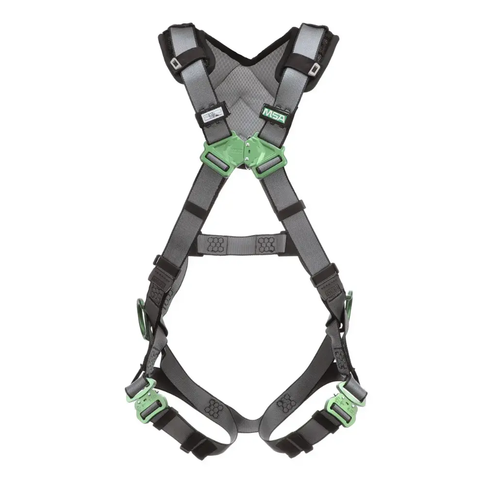 Arnés de posicionamiento completo MSA V-FIT™ con anillos en D en espalda y la cadera, correas de conexión rápida y acolchado