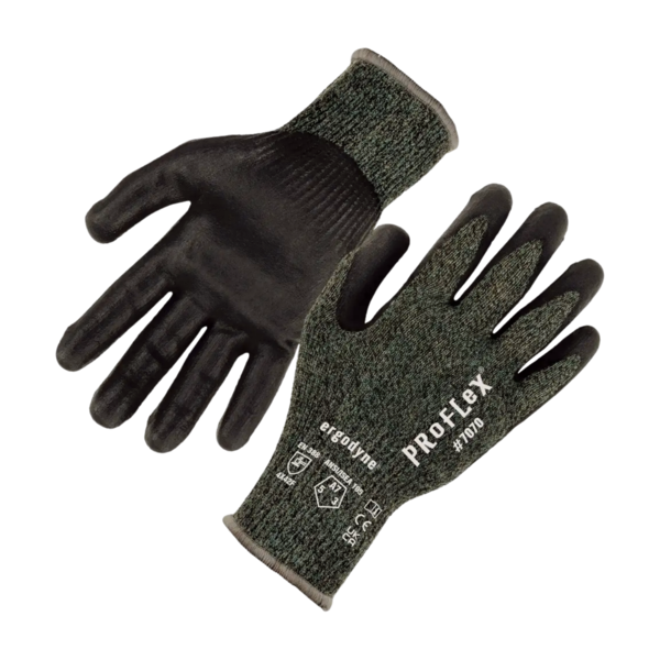 Guantes de seguridad anti corte A7 de fibra de aramida/nitrilo arenoso 7070 Ergodyne