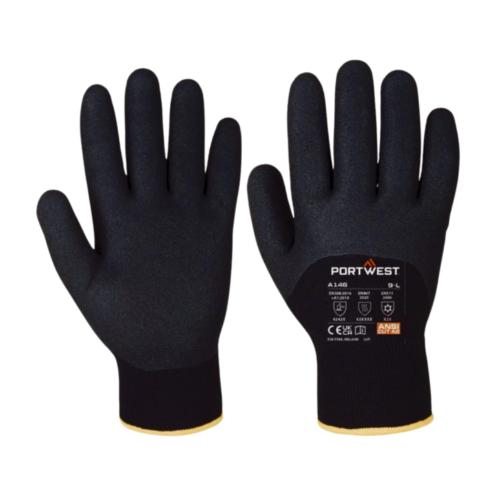 Guantes de poliéster/nitrilo arenoso 3/4 A146 Portwest