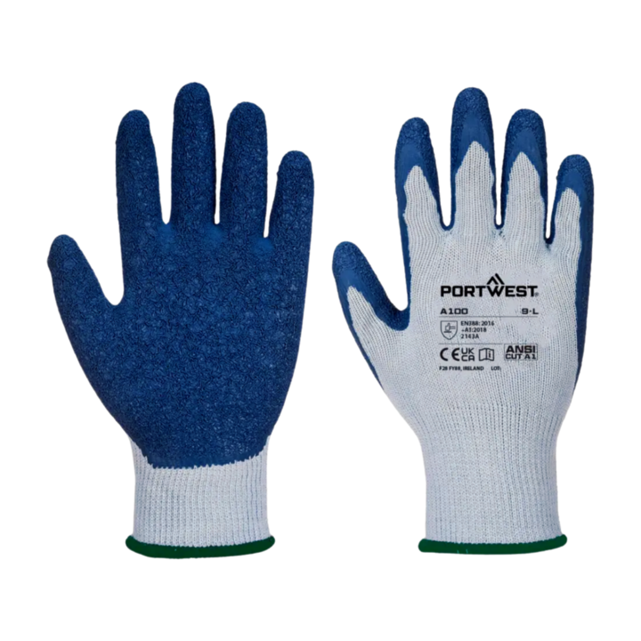 Guantes de poliéster/látex rugoso A100G4RL Portwest