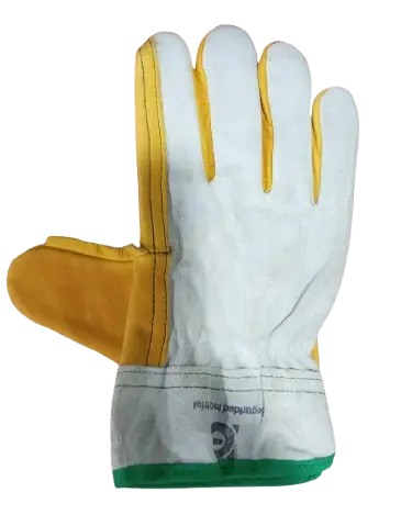Guantes de seguridad de medio argonero piel/carnaza combinado (pulgar de piel)