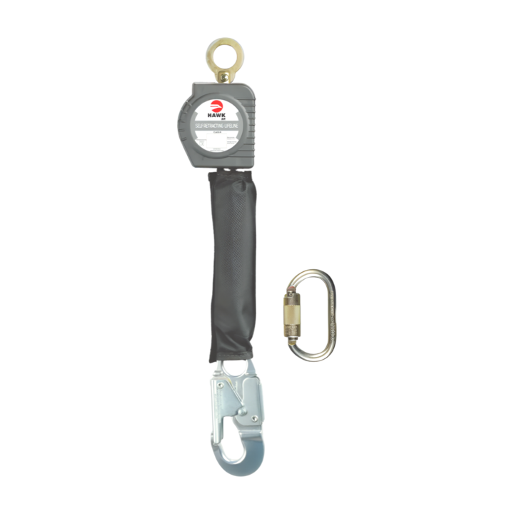 [H/RWSA-M 6ft] Línea de vida retráctil de cinta con gancho chico aluminio "ANSI" H/RWSA-M Hawk (6 ft)