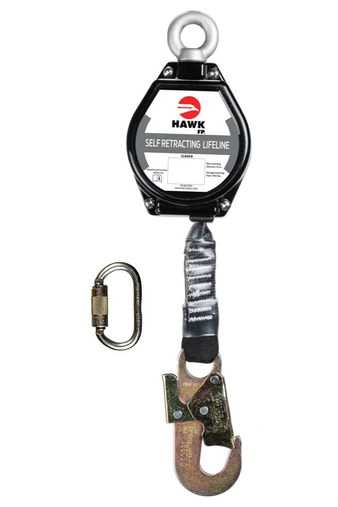 Línea de vida retráctil de cinta gancho chico con mosquetón "EN" H/RWS-M