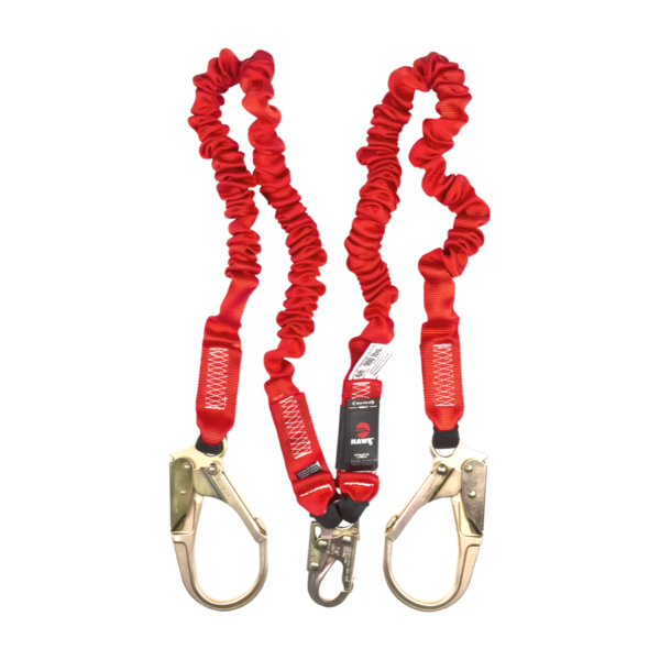 Cable contra caídas poliéster strech doble con 2 ganchos grandes 1.80mtrs. (6 ft.) 671PEC-6ft Hawk
