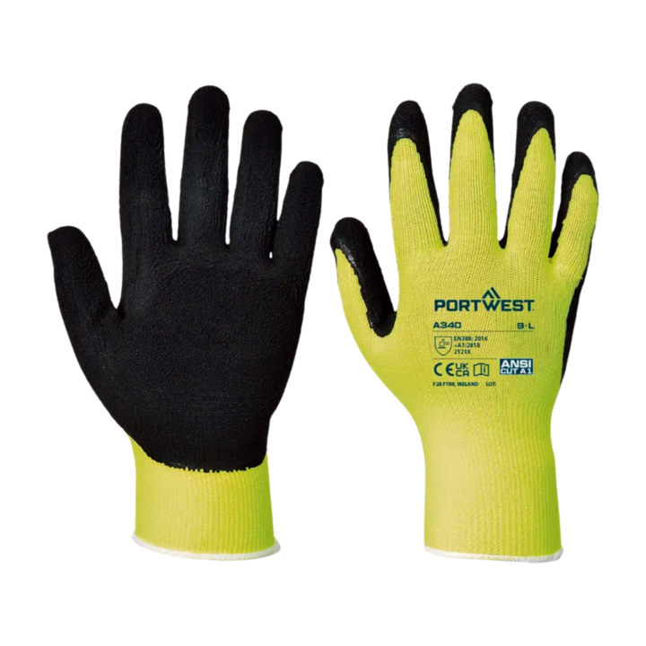 Guantes de seguridad de poliéster/látex rugoso A340 Portwest