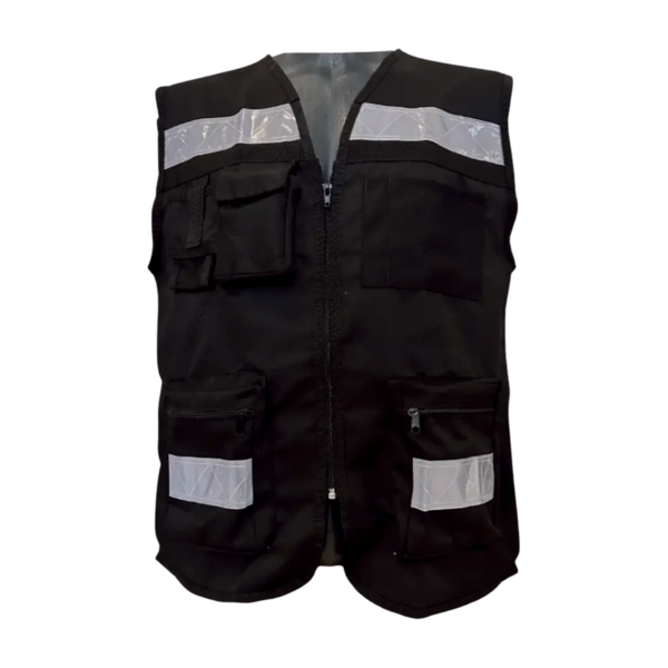 [CHA-VENTR-AM-L] Chaleco ventilado cerrado con bolsas y reflejante CHA-VENTR Safepro Solutions (Azul marino, L)