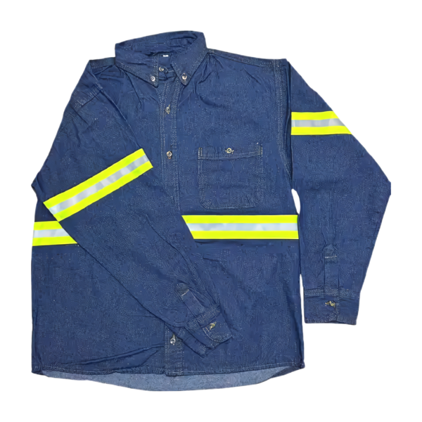 Camisa de trabajo de mezclilla con reflejante 8 oz CAM-MEZR Safepro Solutions