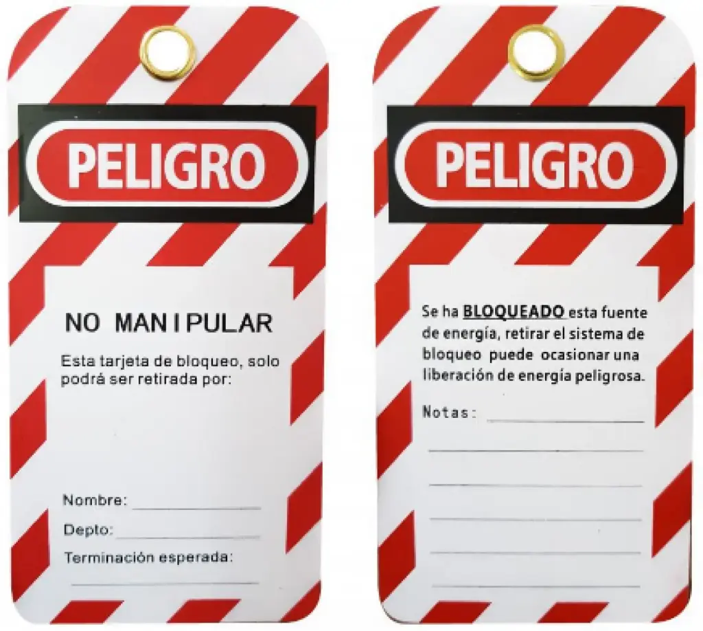 [1001] Etiqueta para bloqueo y etiquetado 1001 delgada "Peligro" paq. c/10 pzas. 1001 Safelock