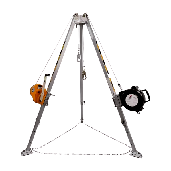 kit de espacios confinados de acero inoxidable, con tripie, malacate de 2 funciones y Linea de 3 funciones H/TP-I Hawk