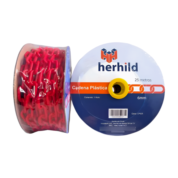 [CADENA-R] Cadena plástica delimitadora de 25mtrs. CAD-HER Herhild (Rojo)