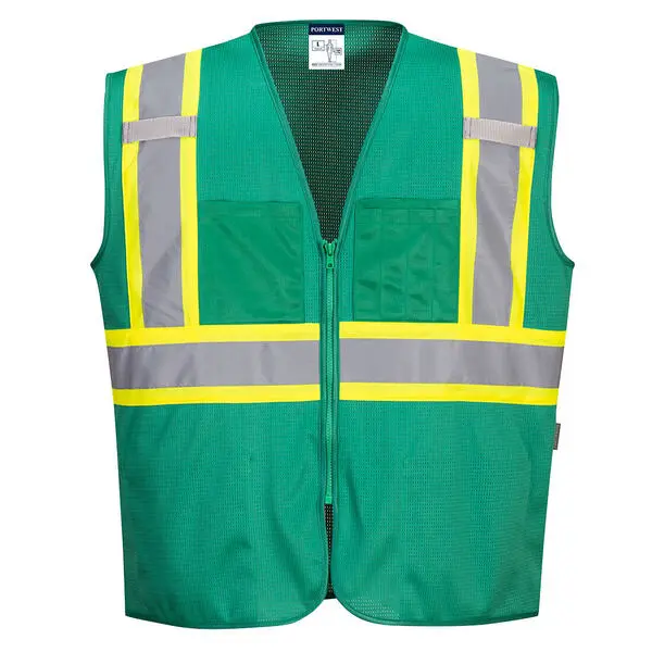 [US391BGRS] Chaleco Hi-Vis de malla-lona Xtra US391 Portwest (S, Verde)