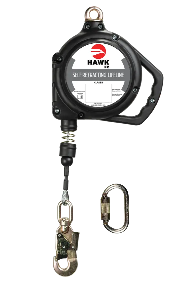 [H/RGS-M 6mt] Línea de vida retráctil de acero galvanizado gancho chico "EN" H/RGS-M Hawk (6 MTS)