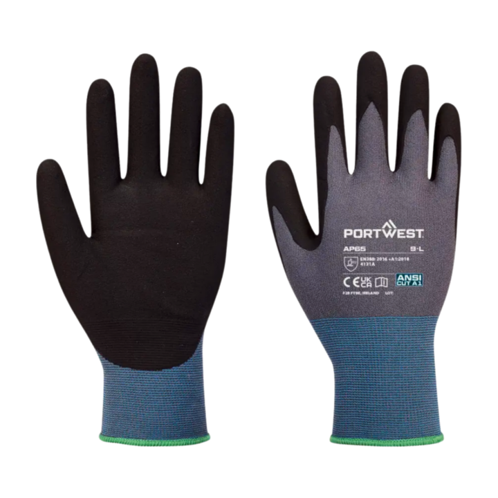Guantes de poliéster/nitrilo arenoso AP65 Portwest