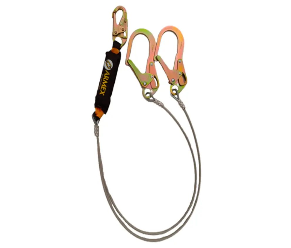Cable de acero contra caídas 1.80mtrs, gancho grande,  doble brazo AR-AMA2G Armex