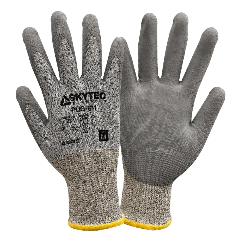 Guantes anti corte A4 de fibra HDPE/PU PUG-611 Safe-Fit