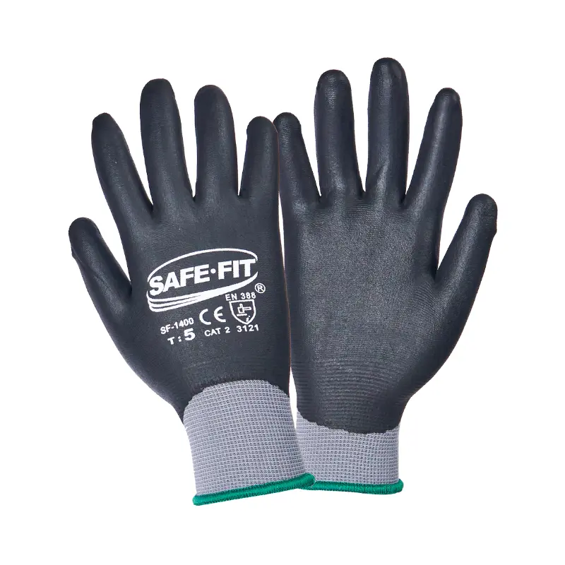 Guantes recubierto de nylon/nitrilo negro recubierto al 100% SF-1400 Safe-Fit