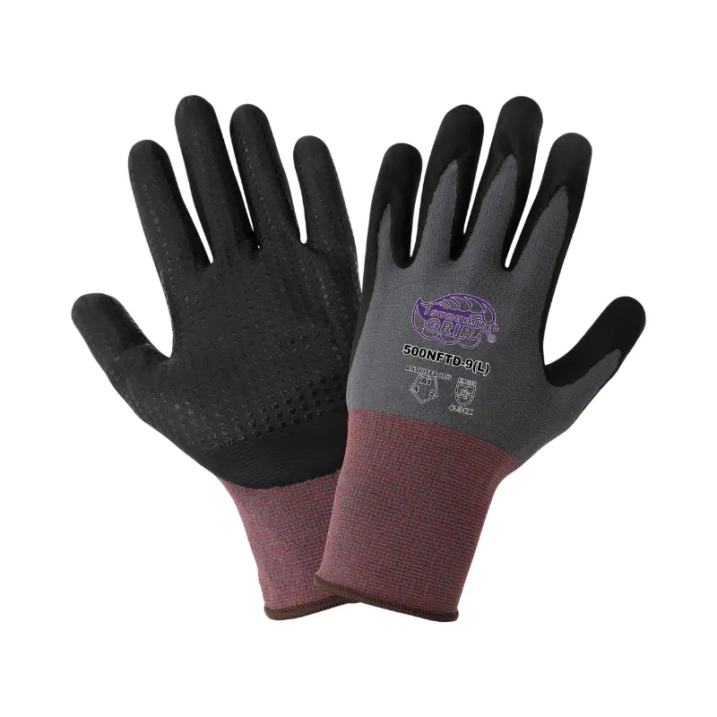 Guantes recubiertos de nylon/spandex c/puntos de nitrilo en palma 500NFTD Safe-Fit