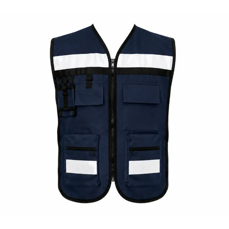 Chaleco tipo Brigadista c/bolsas c/reflejante textil y plástico CH-BRIGREF/P Safepro