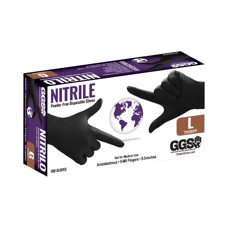 Guantes desechables de nitrilo 5 mil. negro 705BPF Safe-fit