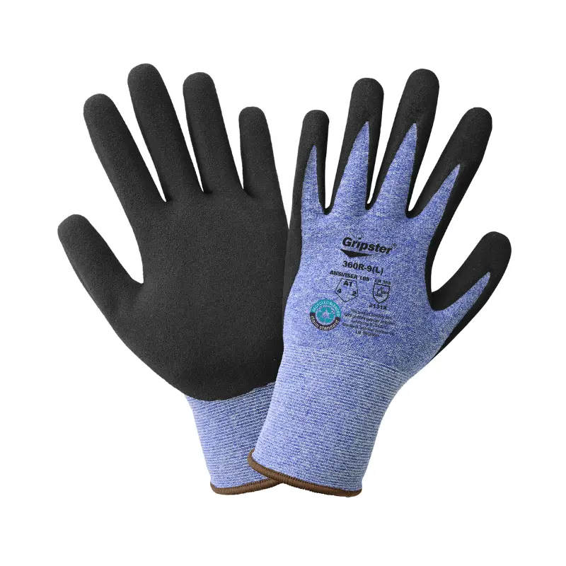 Guantes recubiertos de fibra de poliéster reciclado/nylon/ spandex con palma arenosa 360R Safe-Fit