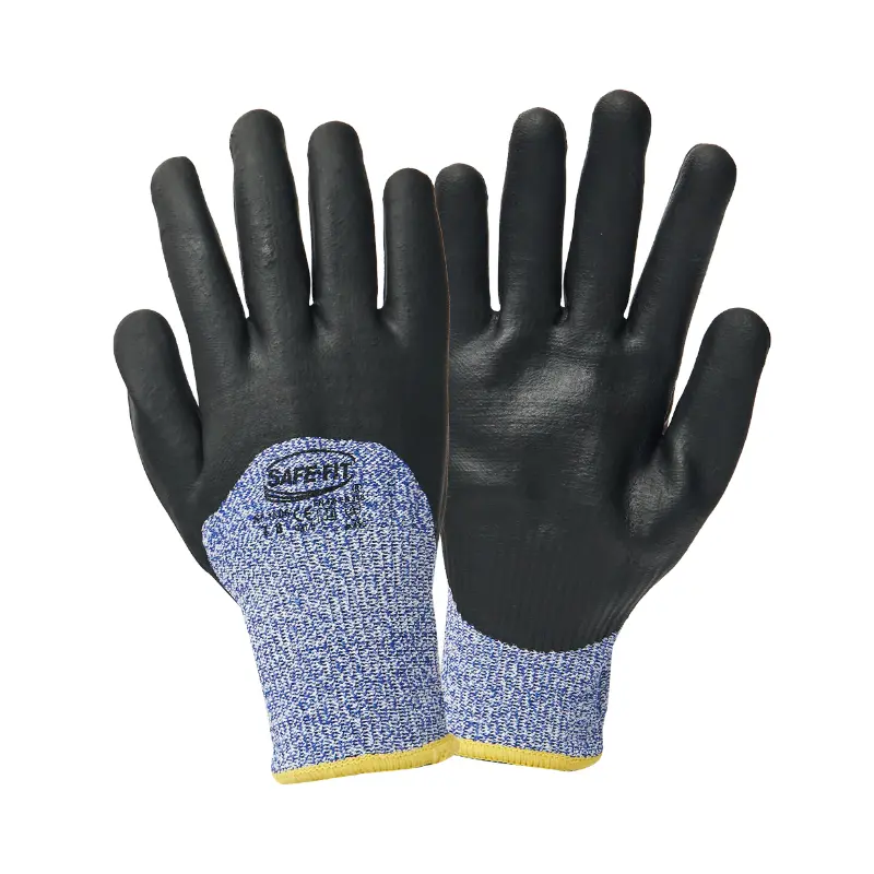 Guantes anti corte A5 de fibra de vidrio/nitrilo espumoso 3/4 SF-1506 Safe-Fit