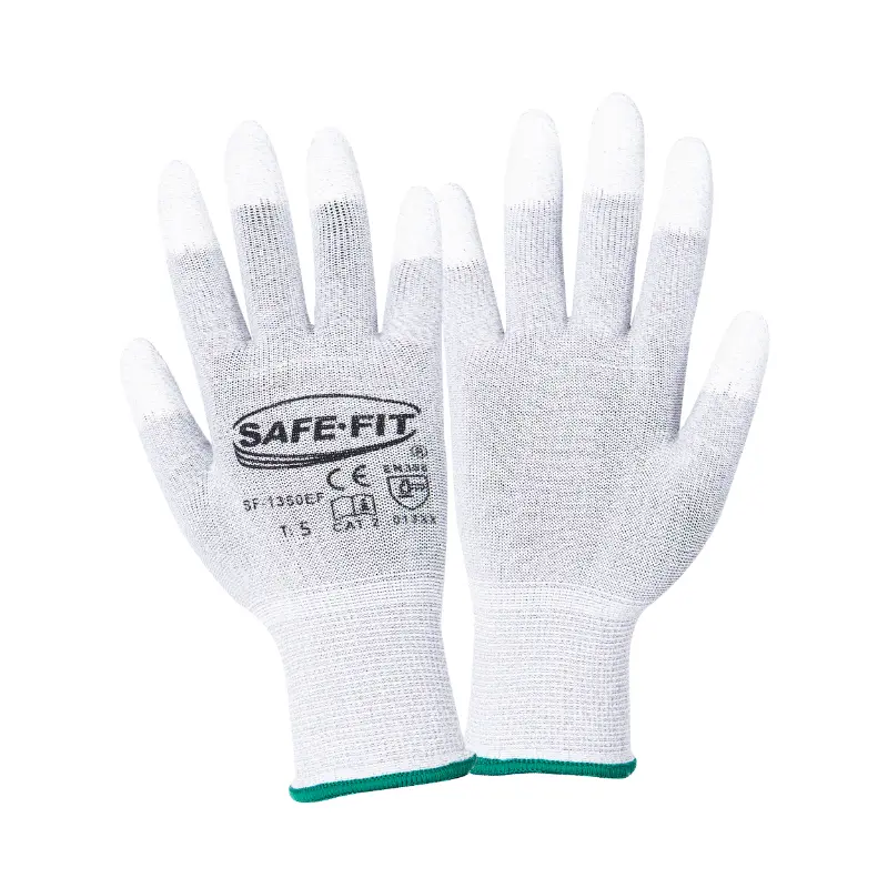 Guantes recubiertos de fibra de carbón/nylon/PU en puntas SF-1350EF Safe-Fit