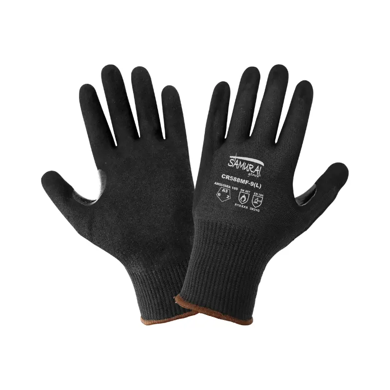 Guantes anti corte A3 y resistente al calor de fibra aramida/nitrilo arenoso CR588MF Safe-Fit