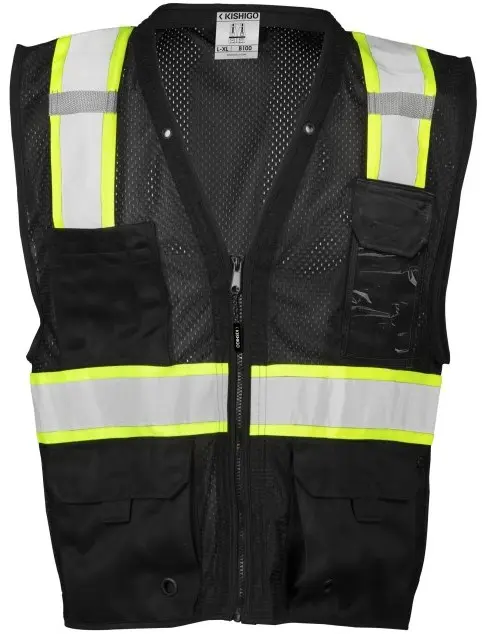 [B100-S-M] Chaleco Hi-Vis aumentado EV00-11 Kishigo (S-M, Negro)