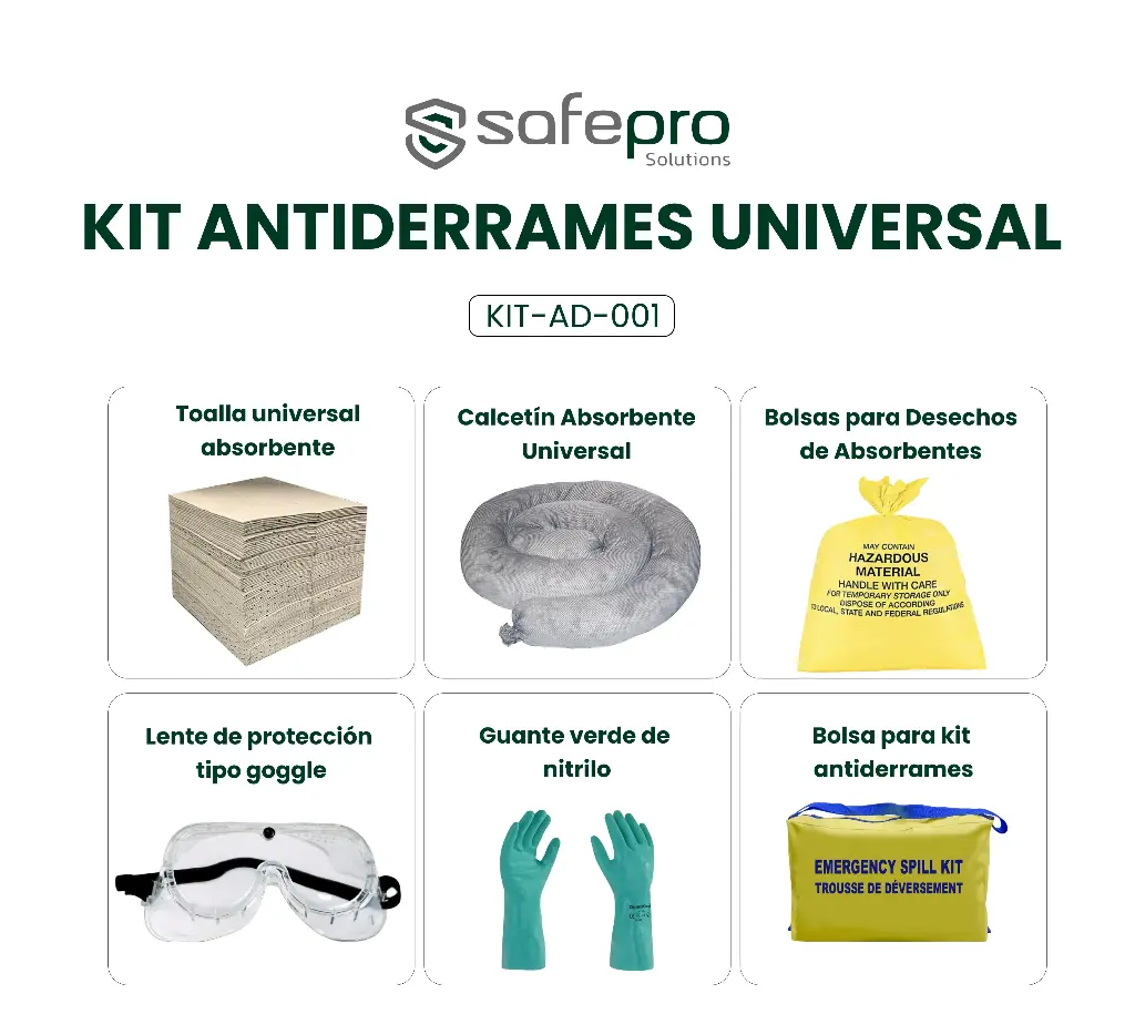 Kit antiderrames universal para 5 galones