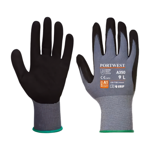 Guantes de seguridad de poliéster/nitrilo arenoso negro