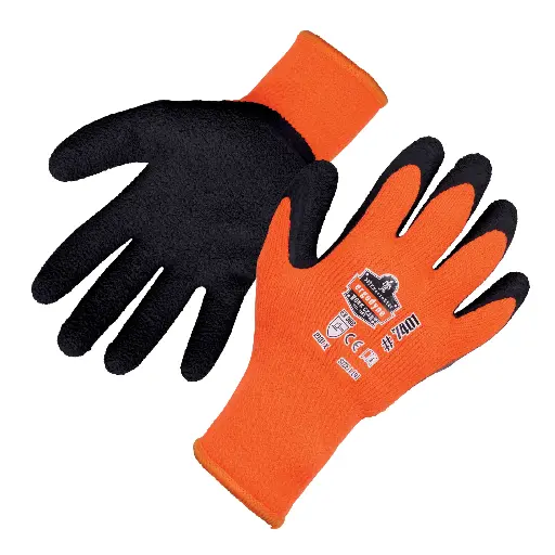 Guantes de seguridad térmico de poliéster/ látex rugoso