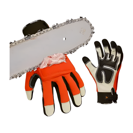 Guantes de seguridad anti desgarro para motosierra de nylon/cuero con refuerzo 12 capas GUANTE-MOTO Safepro Solutions