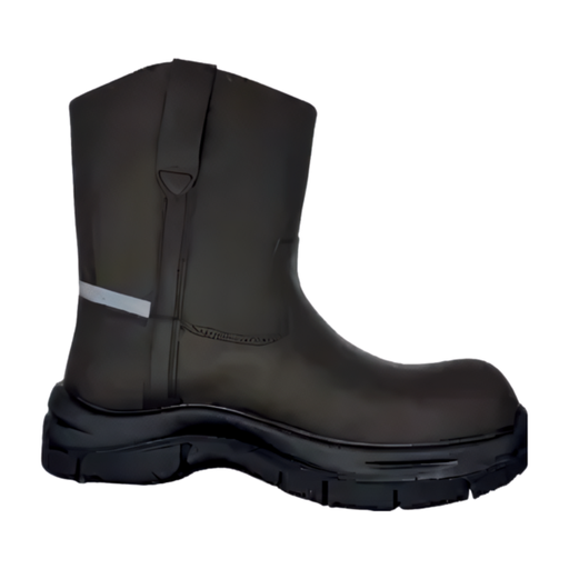 Botín de seguridad tipo Borceguí café oscuro c/casco de policarbonato SM48 Sicuro