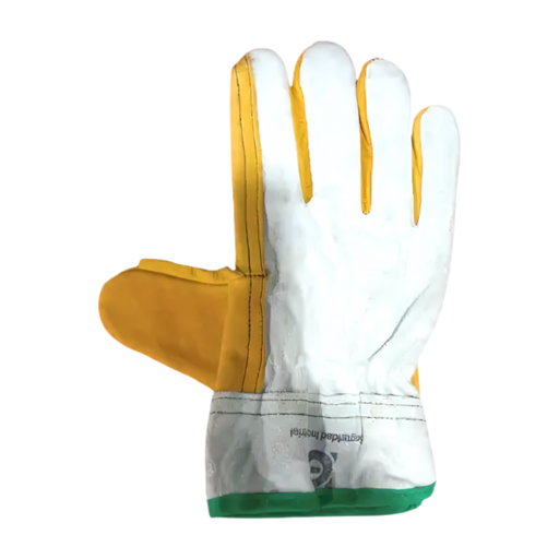 [SAFEPRO1-PRO-M] Guantes de seguridad de medio argonero piel/carnaza combinado (pulgar de piel)