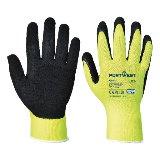 Guantes de seguridad de poliéster/látex rugoso A340 Portwest