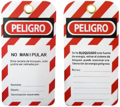 [1001] Etiqueta para bloqueo y etiquetado 1001 delgada "Peligro" paq. c/10 pzas. 1001 Safelock
