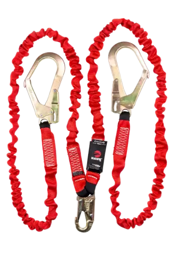[671P-1.80] Cable contra caídas poliéster doble de 1.80mtrs con 2 ganchos grandes con amortiguador 671P-1.80 Hawk