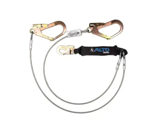 [C11GL-1.80] Cable de acero contra caídas 1.80mtrs. doble brazo, gancho grande C11GL-1.80 Alto