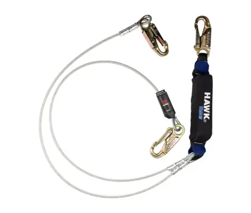 [661L-1.80] Cable de acero contra caídas 1.80mtrs. doble brazo, gancho chico 661L-1.80 Hawk