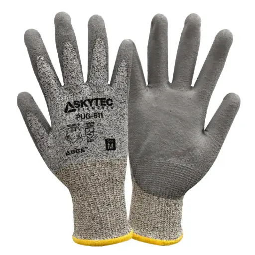Guantes anti corte A4 de fibra HDPE/PU PUG-611 Safe-Fit