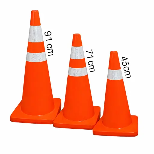 Cono vial de pvc naranja c/reflejantes CVNA-REF Safepro