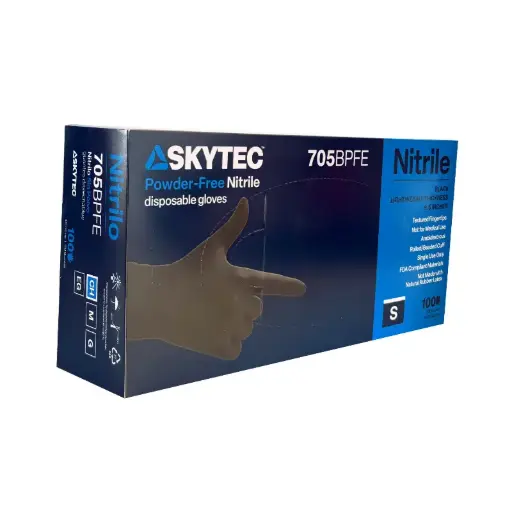 Guantes desechables de nitrilo 3.5 mils. negro 705BPFE Safe-fit