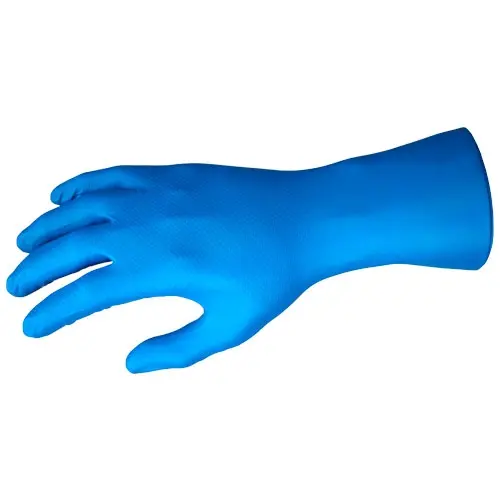 Guantes sin polvo de nitrilo azul 8 mm dispensador c/50 pzas NE-80 Safepro